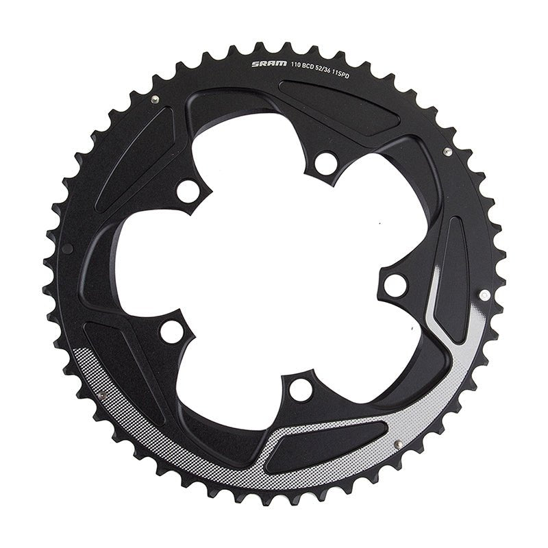 Chainrings SRAM SRAM 52 Tooth 11-Speed 110mm BCD Yaw Chainring BLK Silver Trim Use 36 38T Dark Slate Gray