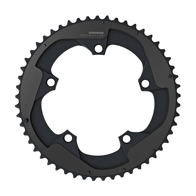 Chainrings SRAM SRAM Red 22 53T x 130mm BCD YAW Chainring with Two Pin Positions B2 Dark Slate Gray