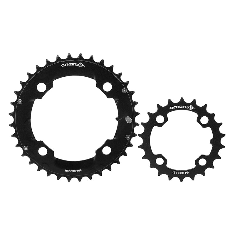 Chainrings Origin8 Origin8 Thruster 64/104mm BCD Chainring Set 22/36T Black