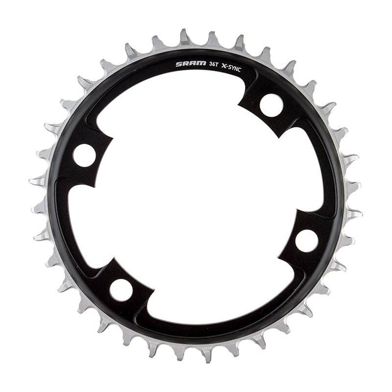 Chainrings SRAM SRAM 36 Tooth 107mm BCD x 4-Bolt 1x12-Speed X-Sync Chainring Blast Black Gray