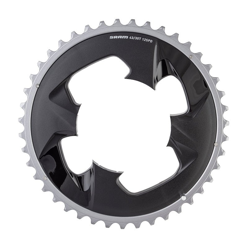 Chainrings SRAM SRAM Force Wide 2x12-Speed Outer Chainring - 43t 94 BCD 4-Bolt Polar Grey For use 30t Inner Dark Slate Gray