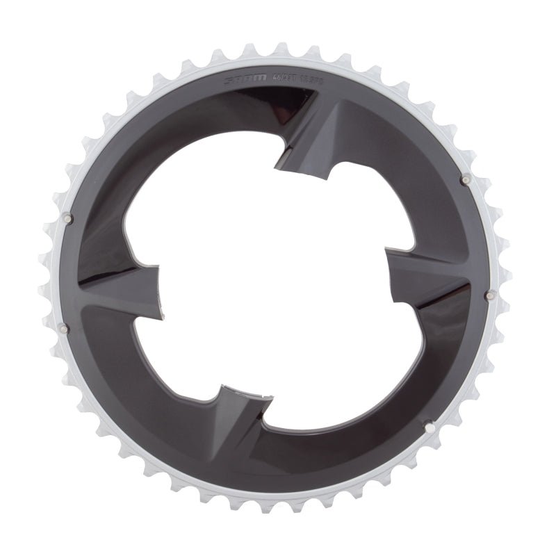 Chainrings SRAM SRAM Rival 2x12-Speed Outer Chainring - 46t 107 BCD BLK For use 33t Inner Dark Slate Gray