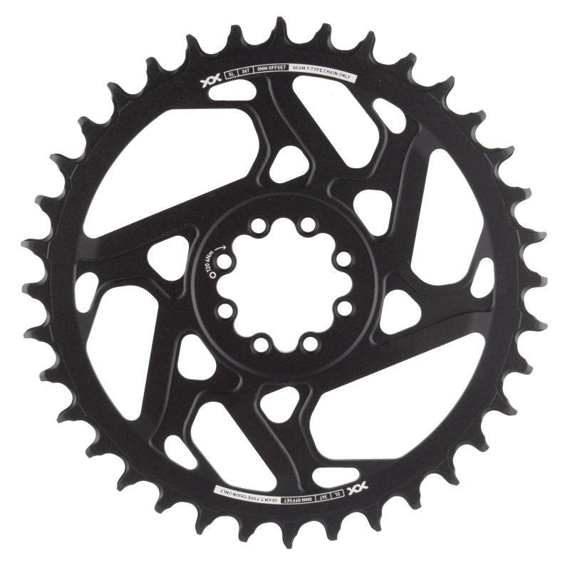 Chainrings SRAM SRAM XX SL Eagle T-Type Direct Mount Chainring - 36t 12-Speed 8-Bolt Direct Mount 0mm Offset Aluminum BLK/Silver D1 Dark Slate Gray
