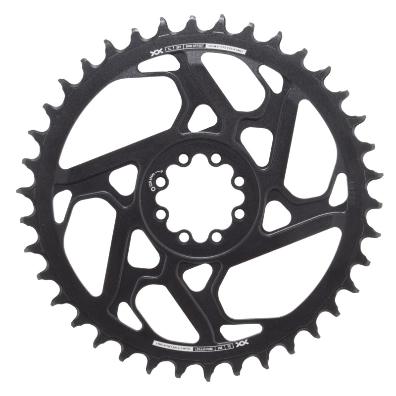 Chainrings SRAM SRAM XX SL Eagle T-Type Direct Mount Chainring - 38t 12-Speed 8-Bolt Direct Mount 0mm Offset Aluminum BLK/Silver D1 Dark Slate Gray