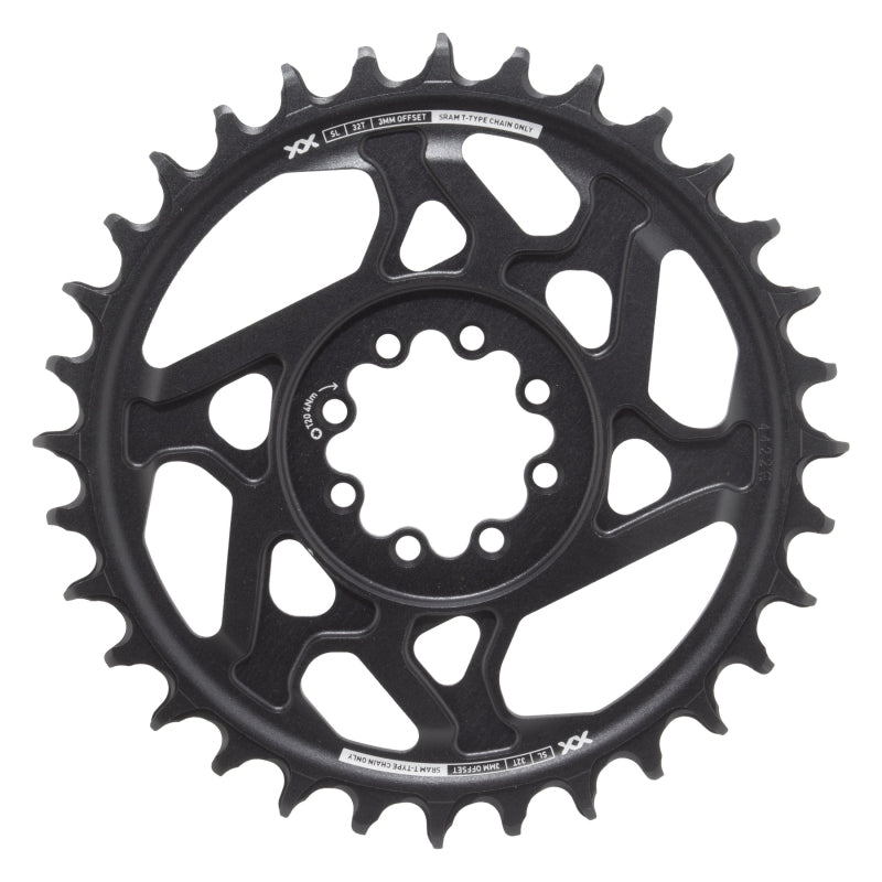 Chainrings SRAM SRAM XX SL Eagle T-Type Direct Mount Chainring - 32t 12-Speed 8-Bolt Direct Mount 3mm Offset Aluminum BLK/Silver D1 Dark Slate Gray