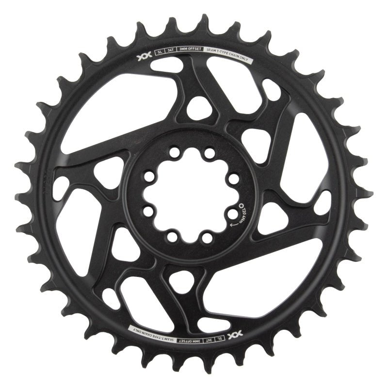 Chainrings SRAM SRAM XX SL Eagle T-Type Direct Mount Chainring - 34t 12-Speed 8-Bolt Direct Mount 3mm Offset Aluminum BLK/Silver D1 Dark Slate Gray