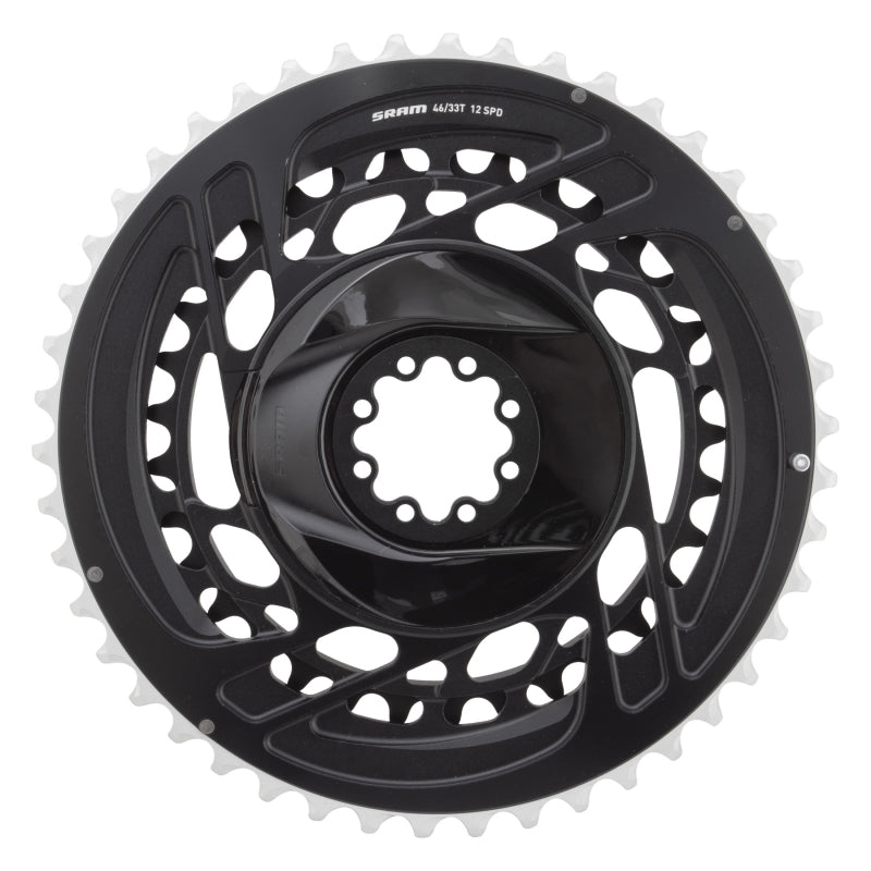 Chainrings SRAM SRAM Force 2x Chainring Kit - 46/33t 2x12-Speed 8-Bolt Direct Mount Black D2 Dark Slate Gray
