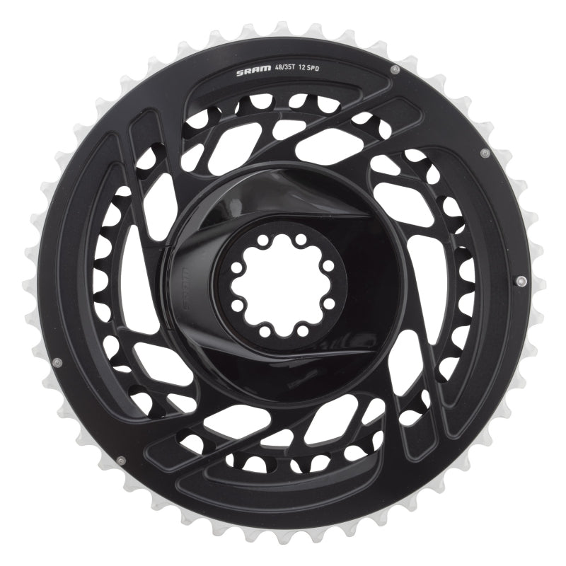 Chainrings SRAM SRAM Force 2x Chainring Kit - 48/35t 2x12-Speed 8-Bolt Direct Mount Black D2 Dark Slate Gray