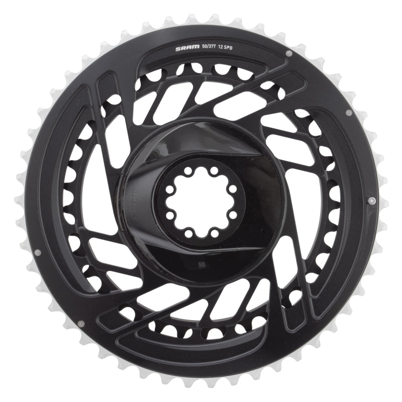Chainrings SRAM SRAM Force 2x Chainring Kit - 50/37t 2x12-Speed 8-Bolt Direct Mount Black D2 Dark Slate Gray