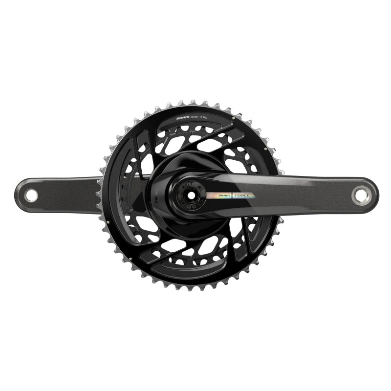 Cranksets and Arms SRAM SRAM Force Crankset - 165mm 2x 12-Speed 46/33t Direct Mount DUB Spindle Interface Iridescent Gray D2 Dark Slate Gray