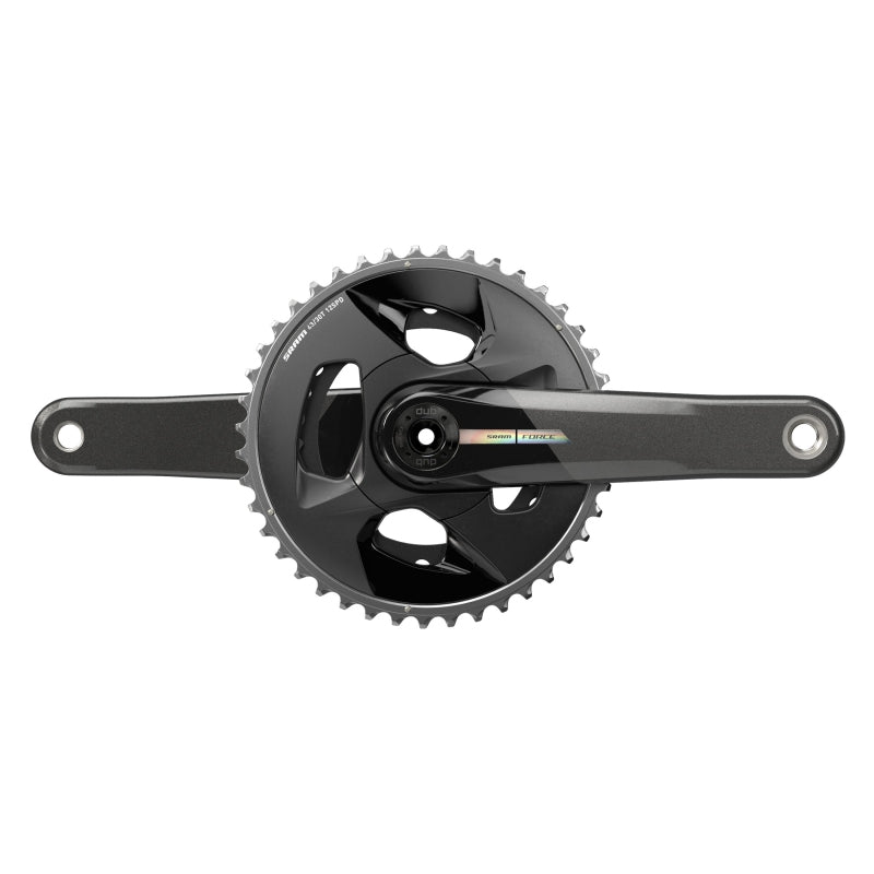 Cranksets and Arms SRAM SRAM Force Wide Crankset - 172.5mm 2x 12-Speed 43/30t 94 BCD DUB Spindle Interface Iridescent Gray D2 Dark Slate Gray