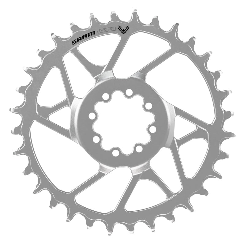 Chainrings SRAM SRAM Eagle 90 T-Type Direct Mount Chainring - 34t 12-Speed 8-Bolt Direct Mount 3mm Offset Steel Silver Dark Gray