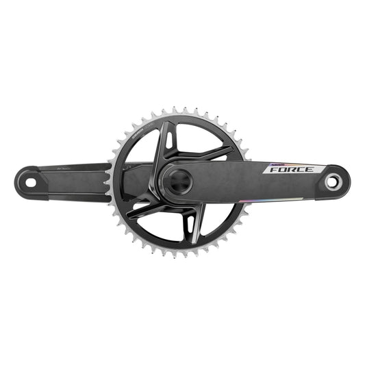 Cranksets and Arms SRAM SRAM Force 1x XPLR AXS Power Meter Wide Crankset - 165mm 12/13-Speed 42t 8-Bolt Direct Mount DUB PM Spindle Carbon E1 Dark Slate Gray