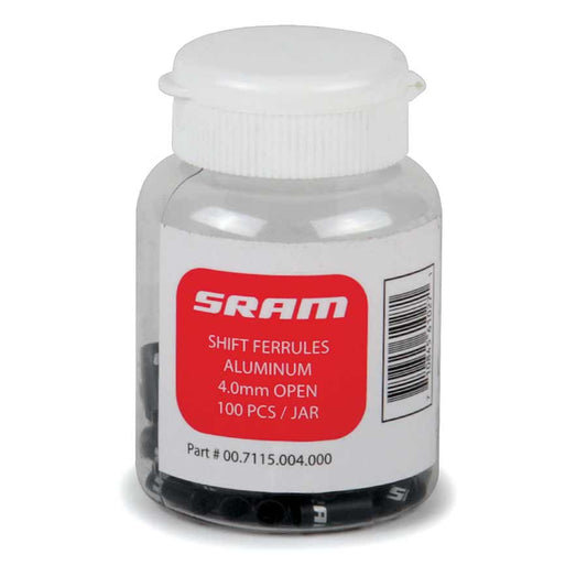 Cables and Housing Parts and Accessories SRAM SRAM Shift Cable Housing Ferrules 4mm Open Black 100-count Jar Light Gray