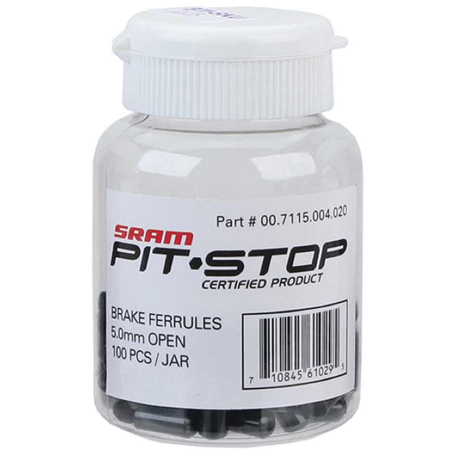 Cables and Housing Parts and Accessories SRAM SRAM 5mm Brake Cable Housing Ferrules Black 100-count Jar Light Gray