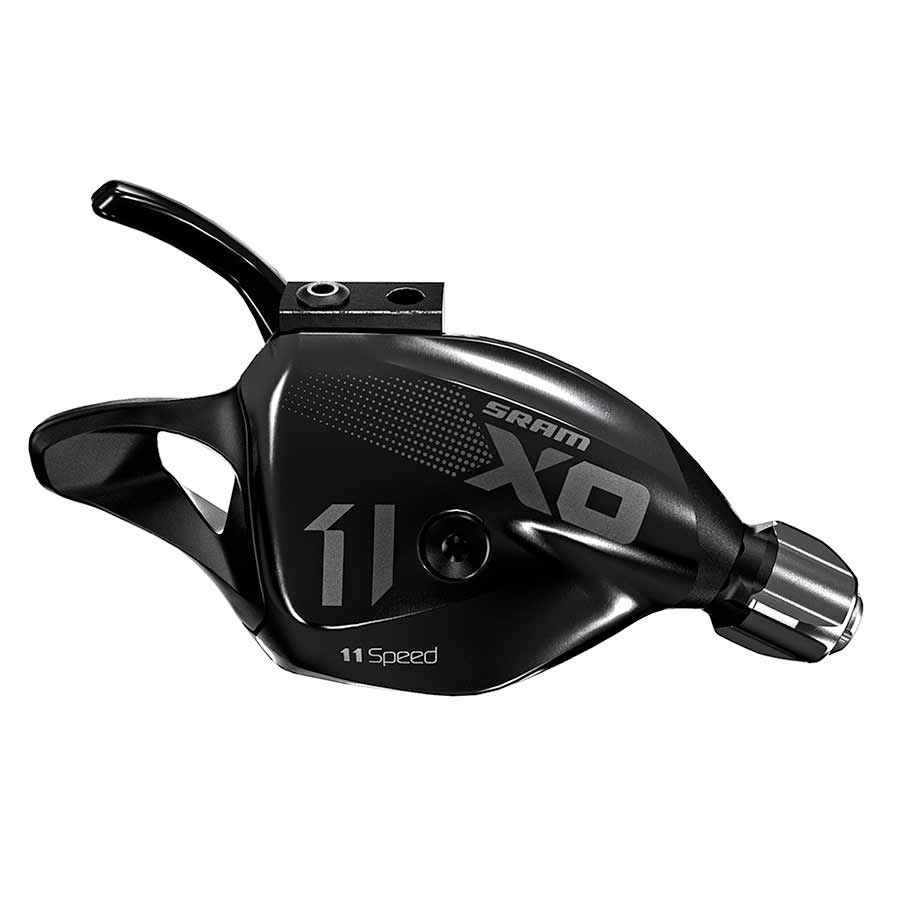 Shifters SRAM SRAM X01 11-Speed Trigger Shifter Includes Handlebar Clamp BLK Gray White logo Cable Housing Sold Separately Black