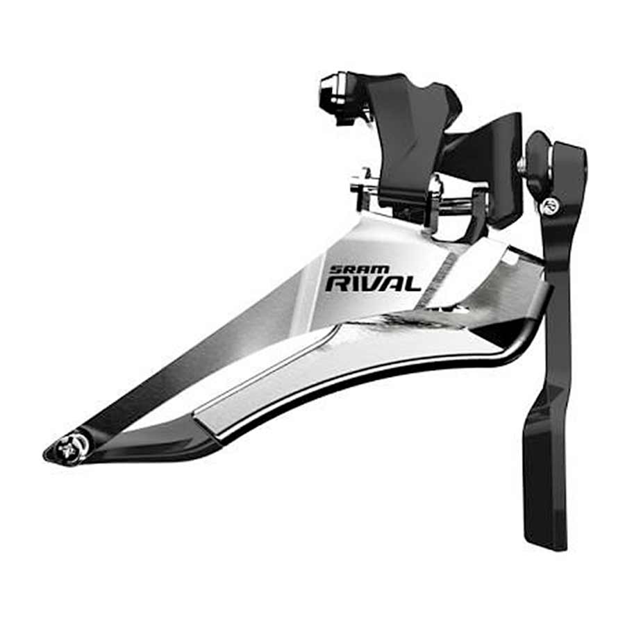 Front Derailleurs and Parts SRAM SRAM Rival 22 Front Derailleur - 2x11-Speed Yaw Braze-on Chain Spotter Silver/BLK Dark Slate Gray