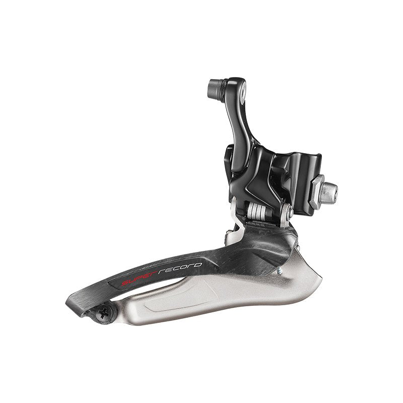 Front Derailleurs and Parts Campagnolo Campagnolo Super Record 12s Front Derailleur 12-Speed Braze-on Carbon Dark Slate Gray