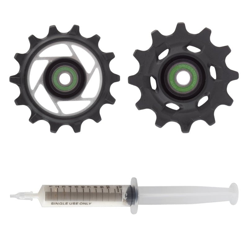 Pulley Assembly SRAM SRAM RED AXS Rear Derailleur Pulley Kit - 12t Upper 14t Lower Ceramic Pulley Wheel Bearings E1 Dark Slate Gray