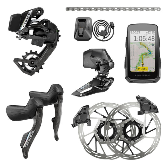 Group Kits SRAM SRAM Force eTap AXS Road Groupset - 2x12-Speed HRD Shift/Brake Levers FM Calipers Rotors Chain F/R Derailleurs Hammerhead Karoo E1 Dark Slate Gray