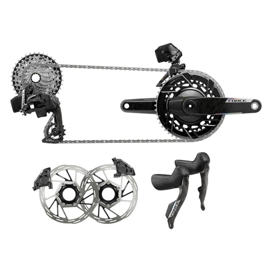 Group Kits SRAM SRAM Force eTap AXS Road Groupset - 2x12-Speed HRD Shift/Brake Levers FM Calipers CL Rotors Chain F/R Derailleurs E1 Dark Slate Gray