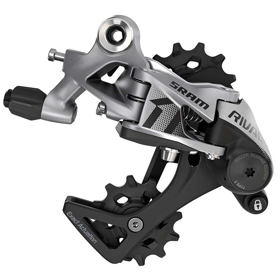 Rear Derailleurs SRAM SRAM Rival 1 Rear Derailleur - 11 Speed Medium Cage Black/Silver Dark Slate Gray