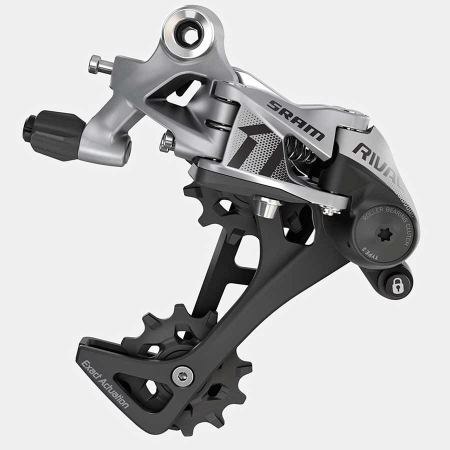 Rear Derailleurs SRAM SRAM Rival 1 Rear Derailleur - 11 Speed Long Cage Black/Silver Dark Slate Gray