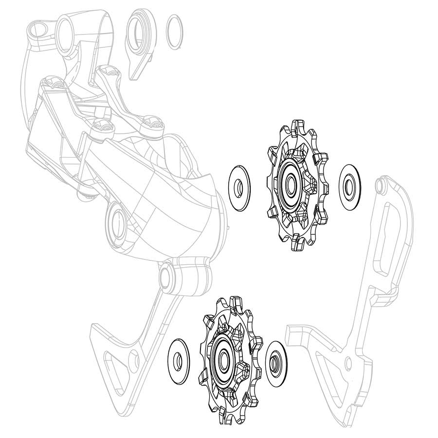 Pulley Assembly SRAM SRAM X-Sync Pulley Assembly Fits X01 X01DH X1 GX 1x11 NX Force CX1 Force 1 Rival 1 Apex 1 Derailleurs Light Gray
