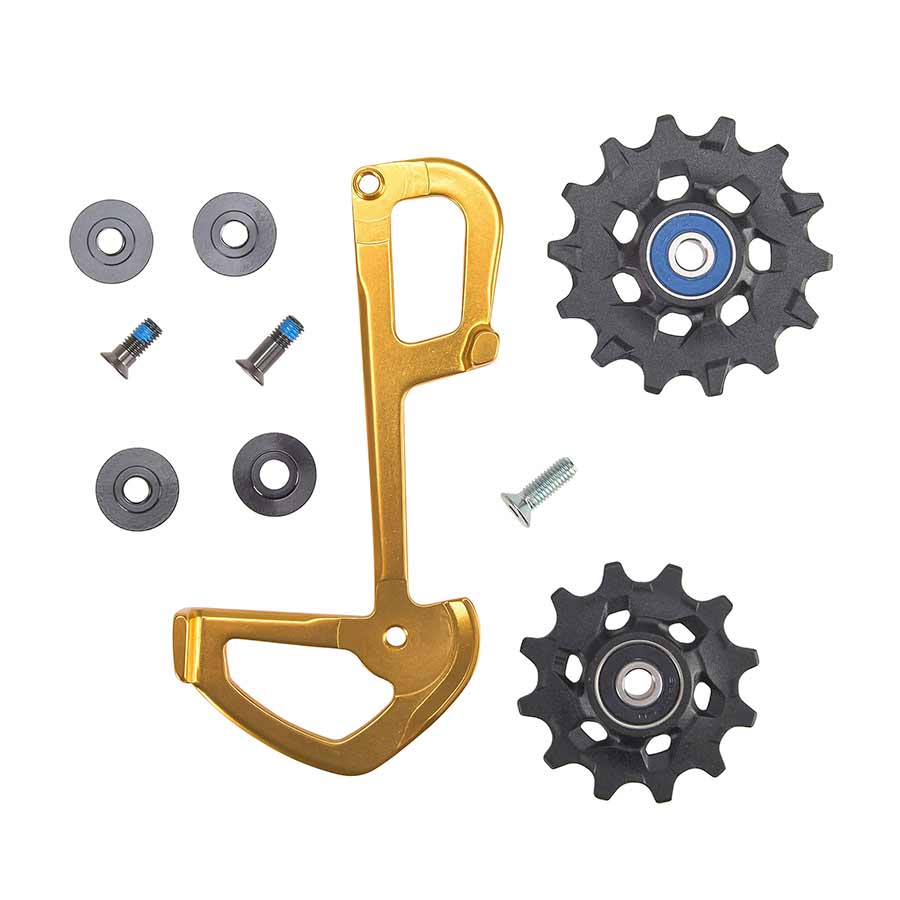 Cage Assembly SRAM SRAM XX1 Eagle Ceramic Bearing Pulleys and Gold Inner Cage Dim Gray