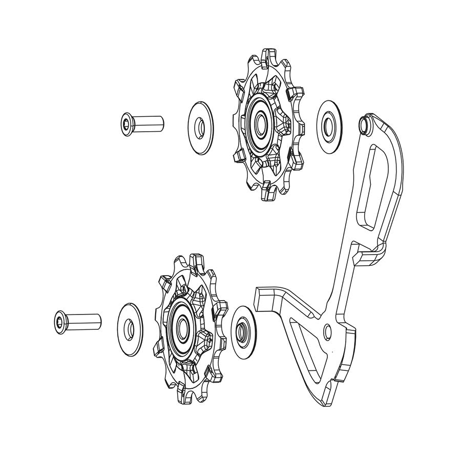 Cage Assembly SRAM SRAM GX 1X11/Force1/Rival1 Type 2.1 Rear Derailleur Pulley Kit Long Cage Assembly White Smoke