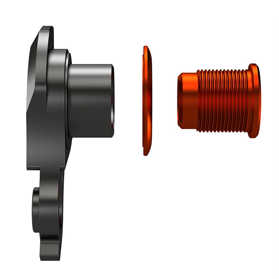 Derailleur Hangers and Hardware Wheels Manufacturing Wheels Manufacturing Universal Derailleur Hanger - 487-3 For Trek ABP MTB Frames designed to accept SRAM UDH BLK/Orange Dark Slate Gray