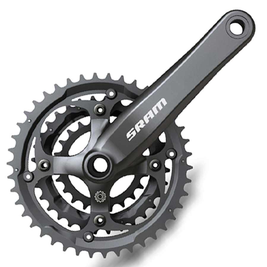 Cranksets and Arms SRAM SRAM S-600 Crankset - 175mm 8-Speed 42/32/22t 104/64 BCD Square Taper JIS Spindle Interface BLK Dark Slate Gray