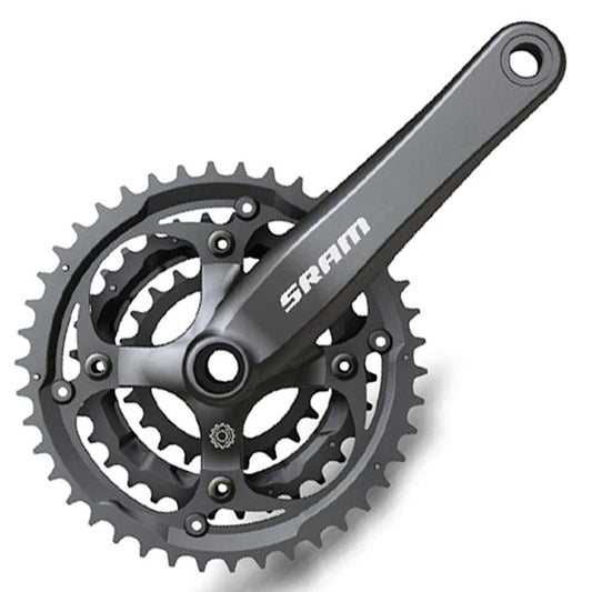 Cranksets and Arms SRAM SRAM S-600 Crankset - 175mm 8-Speed 42/32/22t 104/64 BCD Square Taper JIS Spindle Interface BLK Dark Slate Gray