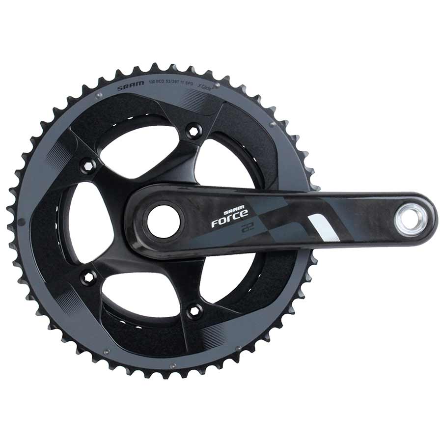 Cranksets and Arms SRAM SRAM Force 22 Crankset - 165mm 11-Speed 53/39t 130 BCD GXP Spindle Interface BLK Dark Slate Gray