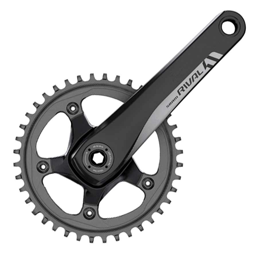 Cranksets and Arms SRAM SRAM Rival 1 Crankset - 175mm 10/11-Speed 50t 110 BCD GXP Spindle Interface BLK Dark Slate Gray
