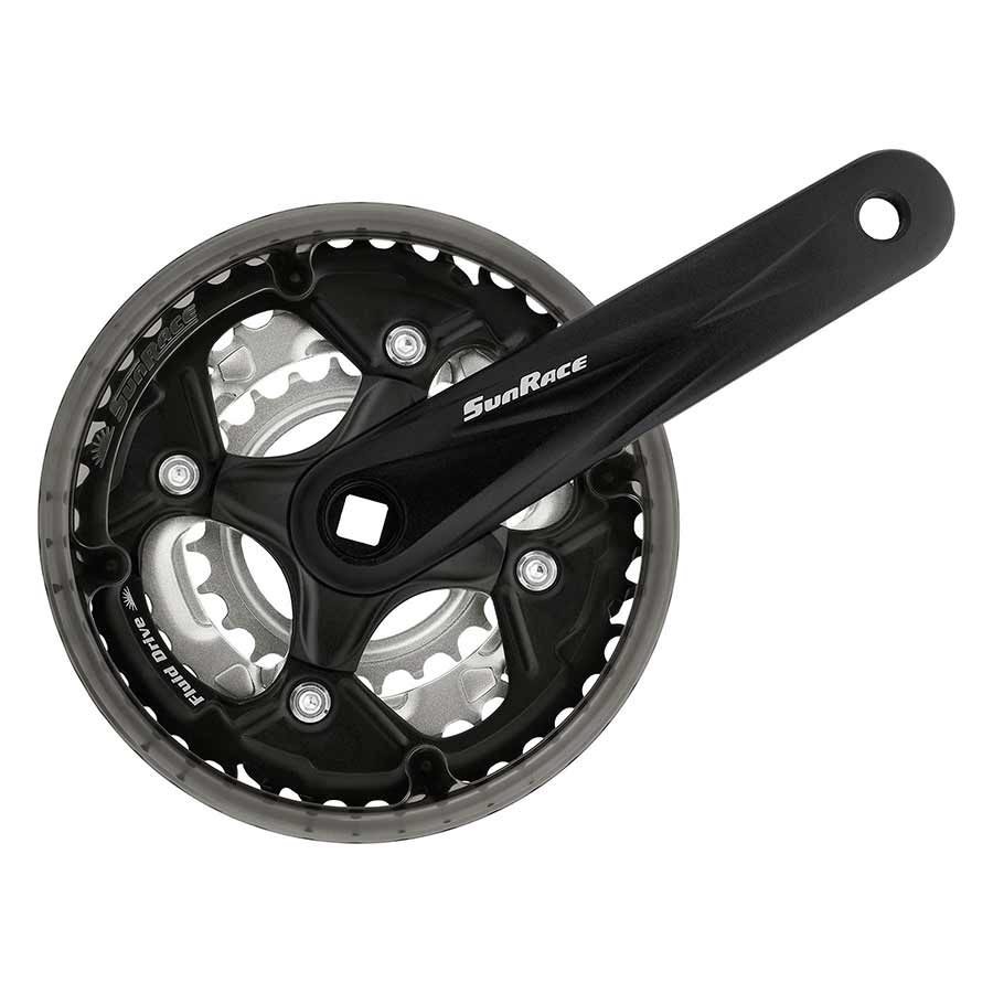 Cranksets and Arms SunRace Sun Race FCM500 Crankset 6/7/8 sp.Square-tapered 24/34/42T 175mm Black Dark Slate Gray
