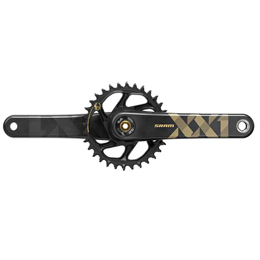 Cranksets and Arms SRAM SRAM XX1 Eagle Carbon Boost Crankset - 175mm 12-Speed 34t Direct Mount DUB Spindle Interface BLK/Gold Dark Slate Gray
