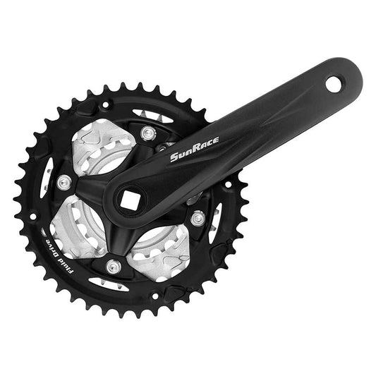 Cranksets and Arms SunRace Sunrace FCM600 Crankset Speed: 7/8 BCD: 64/104 22/32/42 Square 170mm Black MTB Dark Slate Gray