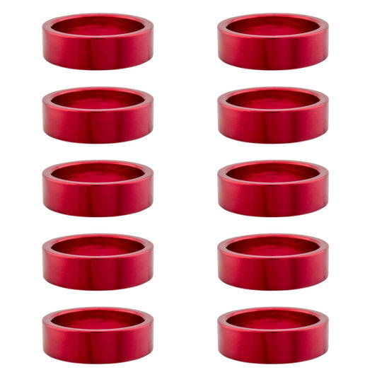 Origin8 Alloy Headset Spacers SHIS Spacer 1-1/8` x 10mm Red 10 to a bag Alloy