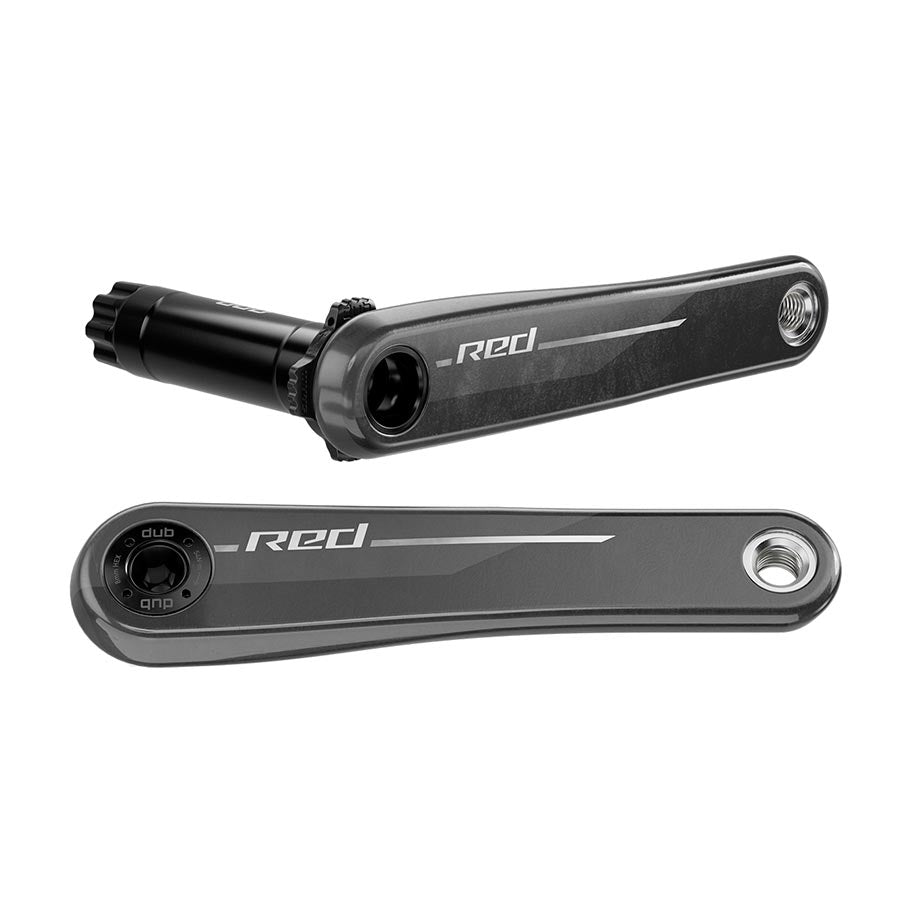 Cranksets and Arms SRAM SRAM RED 1x XPLR Wide Crank Arm Assembly - 167.5mm 13-Speed 8-Bolt Direct Mount DUB Spindle Natural Carbon E1 Dark Slate Gray