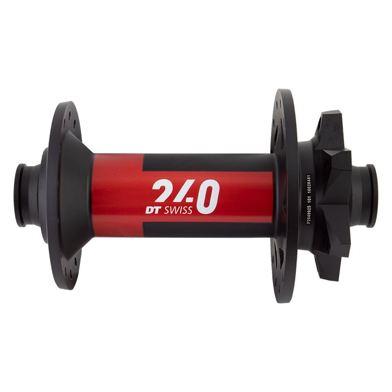 Front Hub DT Swiss DT Swiss 240 Front Hub - 15 x 110mm 6-Bolt Black/Red 28H Dark Slate Gray