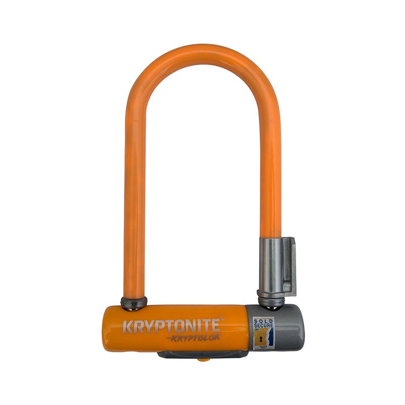 U-Lock Kryptonite Kryptonite Krypto Series 2 Mini-7 U-Lock - 3.25 x 7" Keyed Orange Includes bracket Chocolate