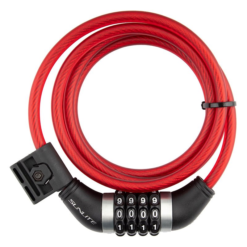 Locks Sunlite Sunlite Resettable Combo Cable 8mm 6`/183cm Combo Red Included Firebrick