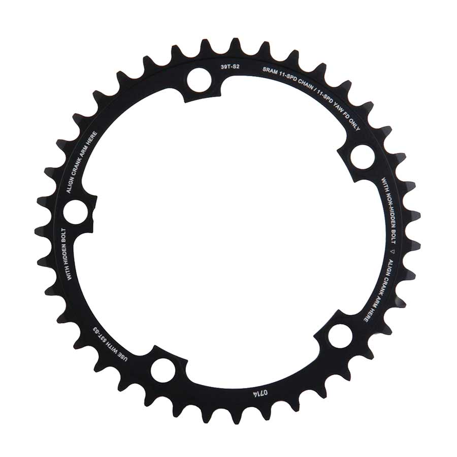 Chainrings SRAM SRAM 11-Speed 39T 130mm BCD YAW Chainring Black Use with 53T Black