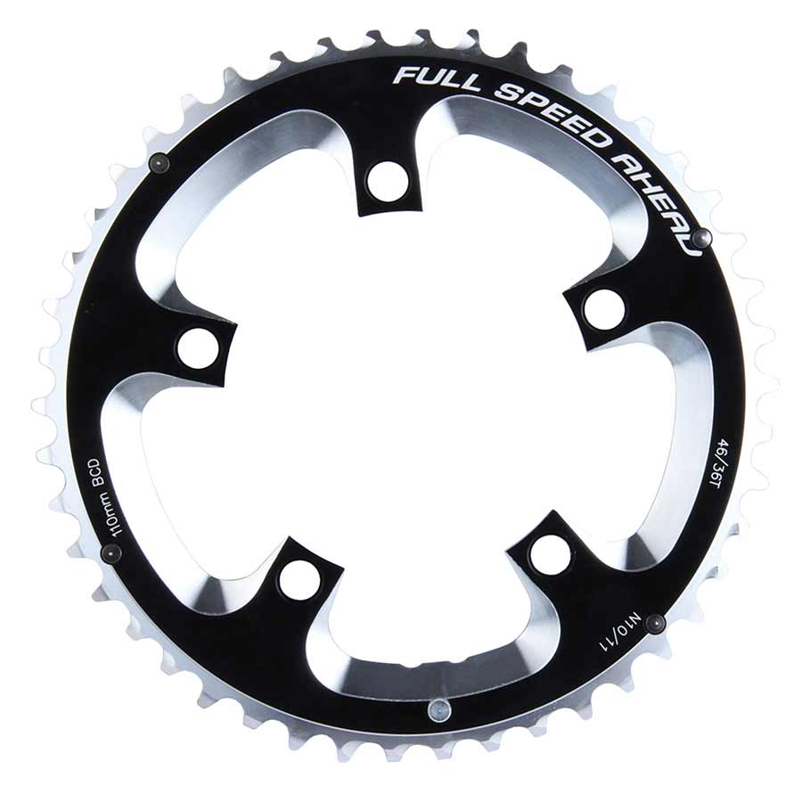 Chainrings FSA Full Speed Ahead Super Road Chainring - 46t 110 BCD 5-Bolt Aluminum N11 BLK/Silver Black