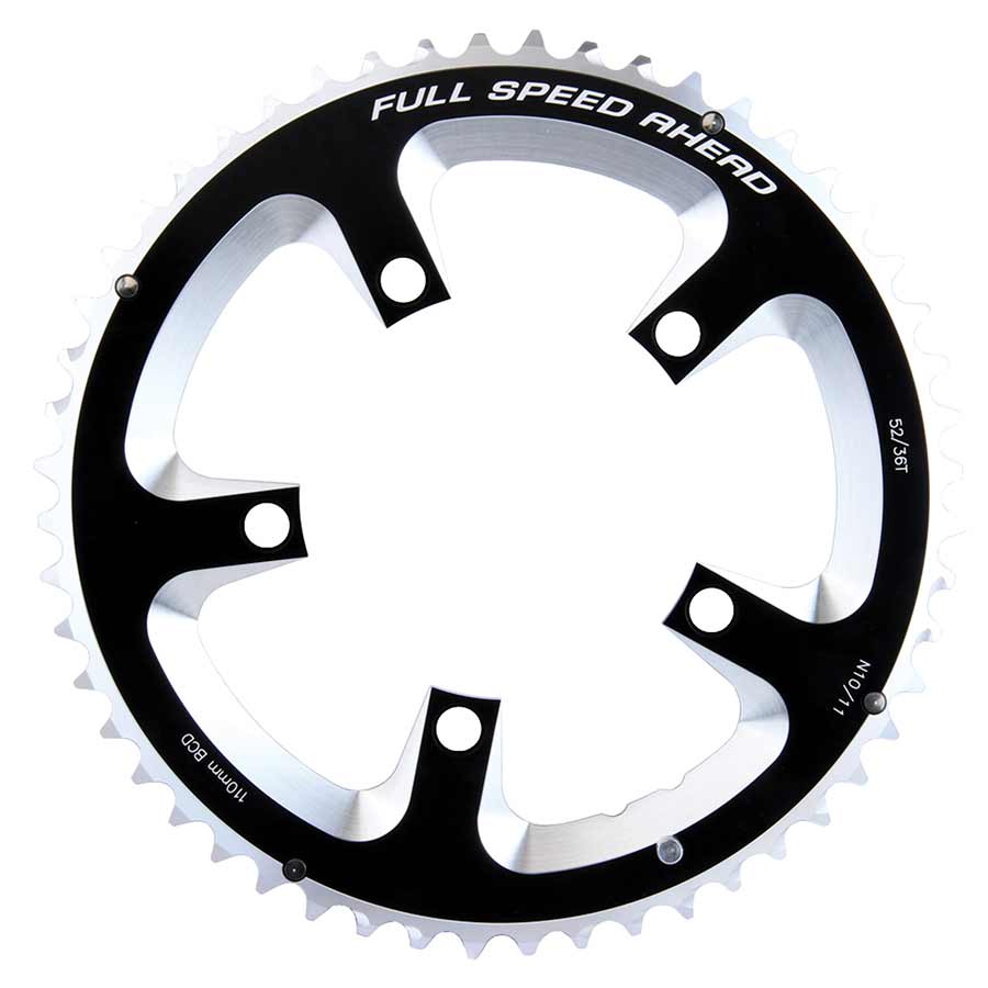 Chainrings FSA Full Speed Ahead Super Road Chainring - 52t 110 BCD 5-Bolt Aluminum N11 BLK/Silver Light Gray