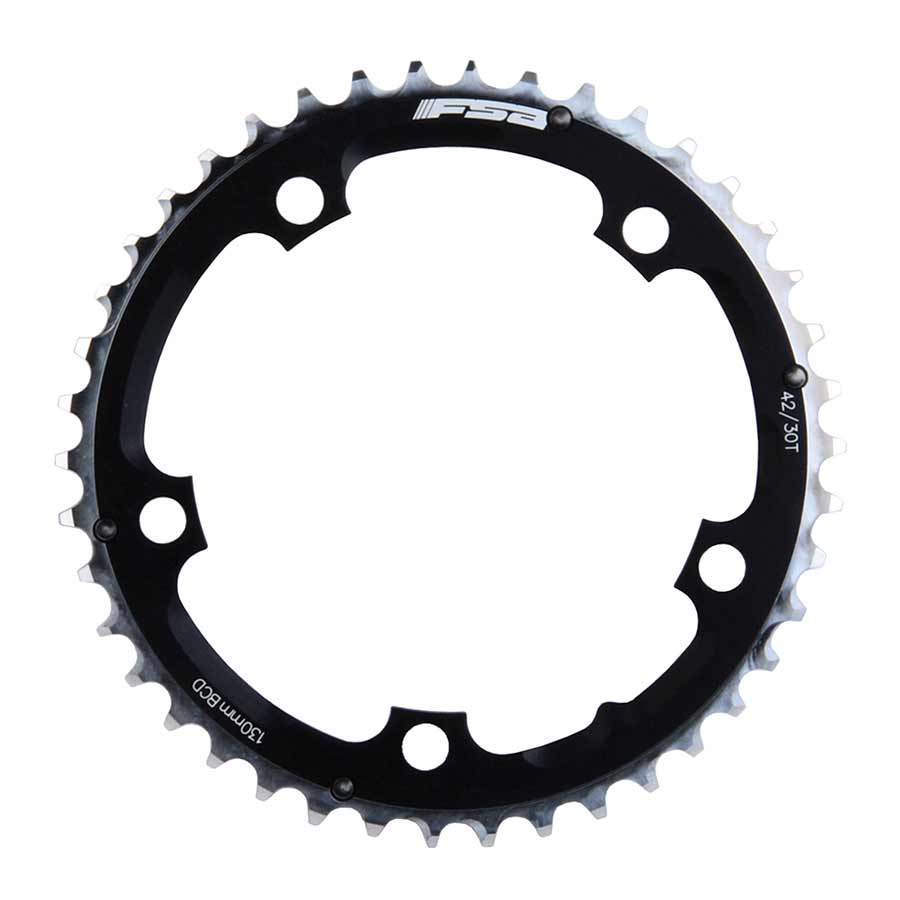 Chainrings FSA Full Speed Ahead Pro Road Triple Chainring - 42t 130 BCD Aluminum N-10 Black Light Gray