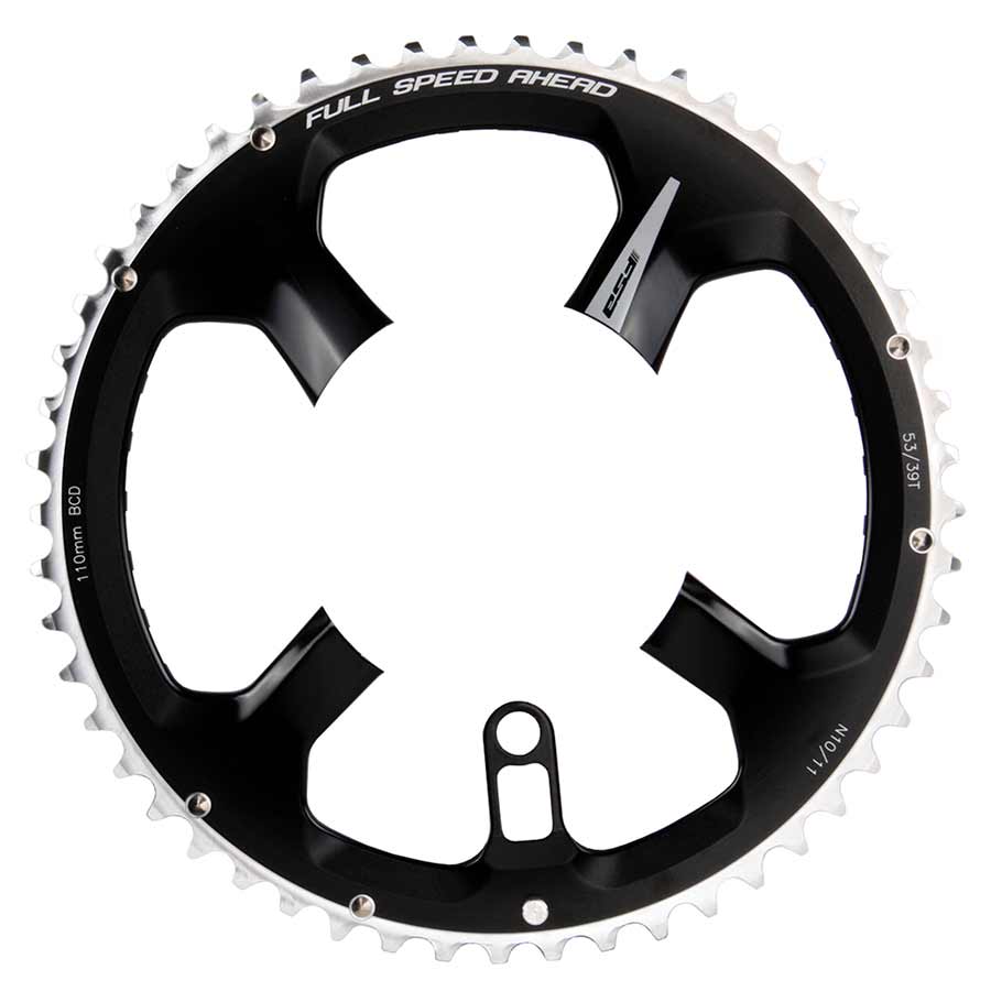 Chainrings FSA FSA K-Force Super ABS Road 53T Chainring Alloy Black Shimano 10/11p. BCD: 110mm For FSA ABS cranksets only Light Gray
