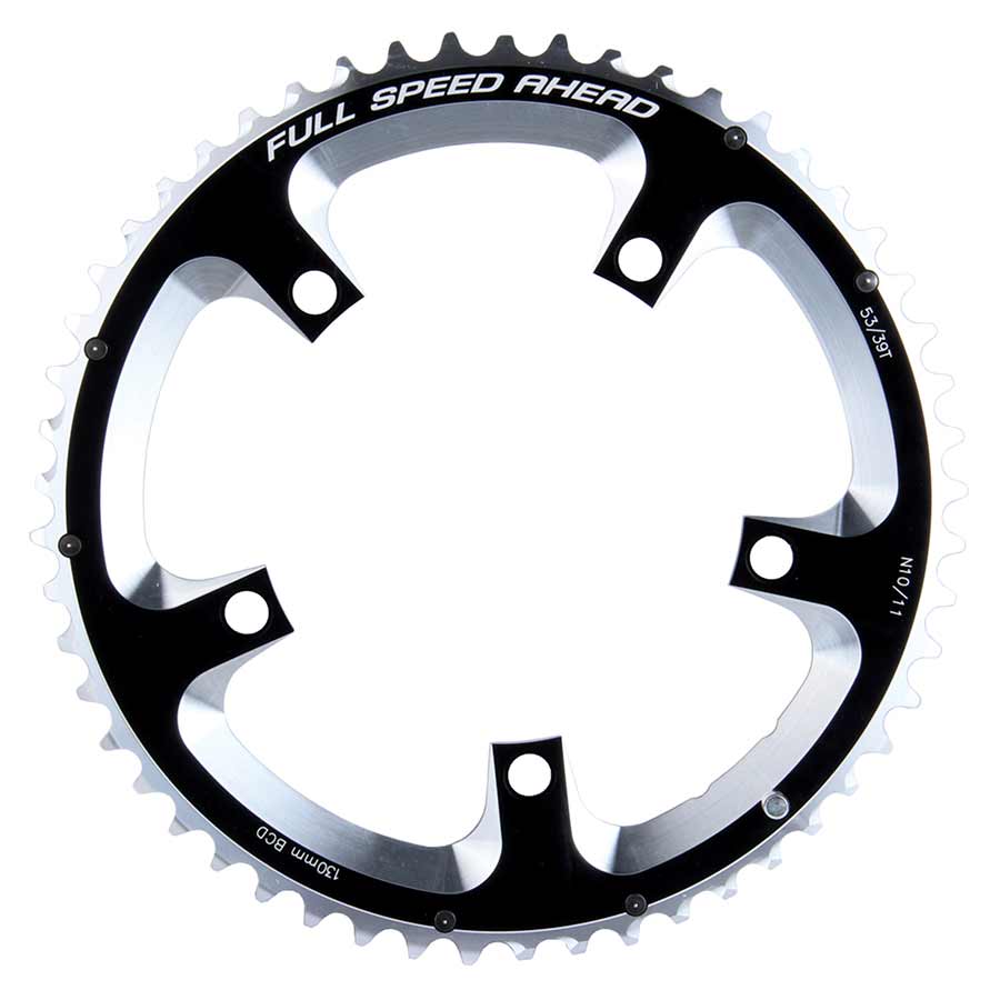 Chainrings FSA Full Speed Ahead Super Road Chainring - 53t 130 BCD 5-Bolt Aluminum N10/N11 BLK/Silver Black