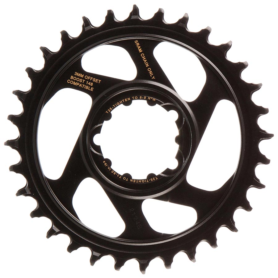 Chainrings SRAM SRAM X-Sync 2 Eagle Direct Mount Chainring - 32 Tooth 3mm Boost Offset 12-Speed BLK Gold Black